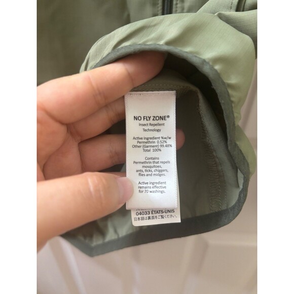 LL Bean Jacket Womens Size Small Olive Green NO FLY ZONE Hooded Full Zip Jacket - Picture 8 of 8